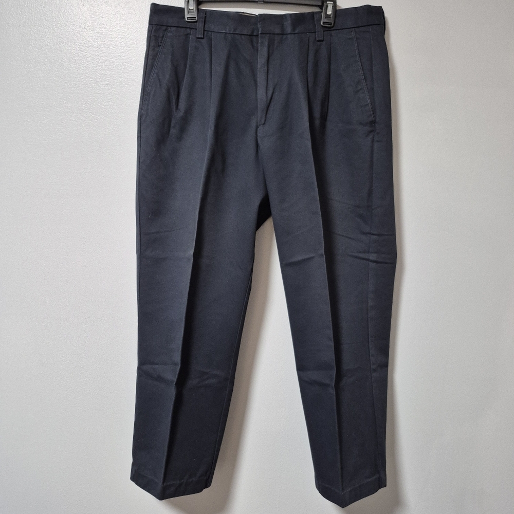 Dockers D4 Men's Navy Blue Pleated Relaxed Fit Pants Hemmed to 36x27